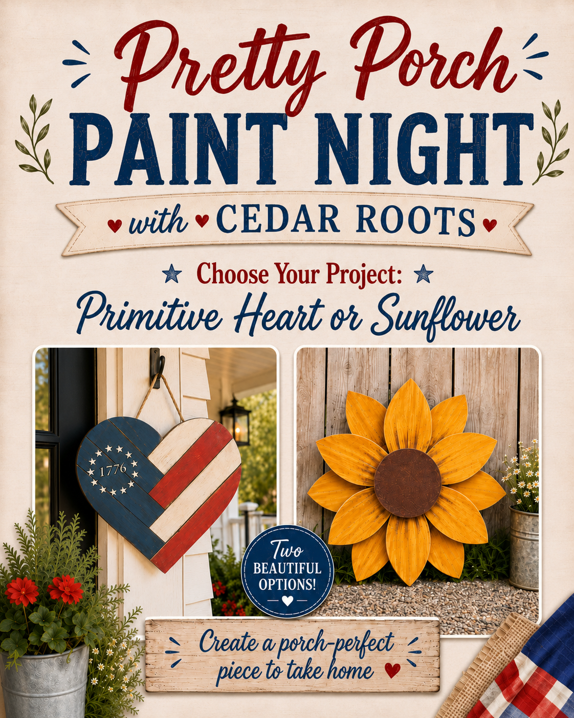 Pretty Porch Paint Night with Cedar Roots (Monday, June 8, 2026)