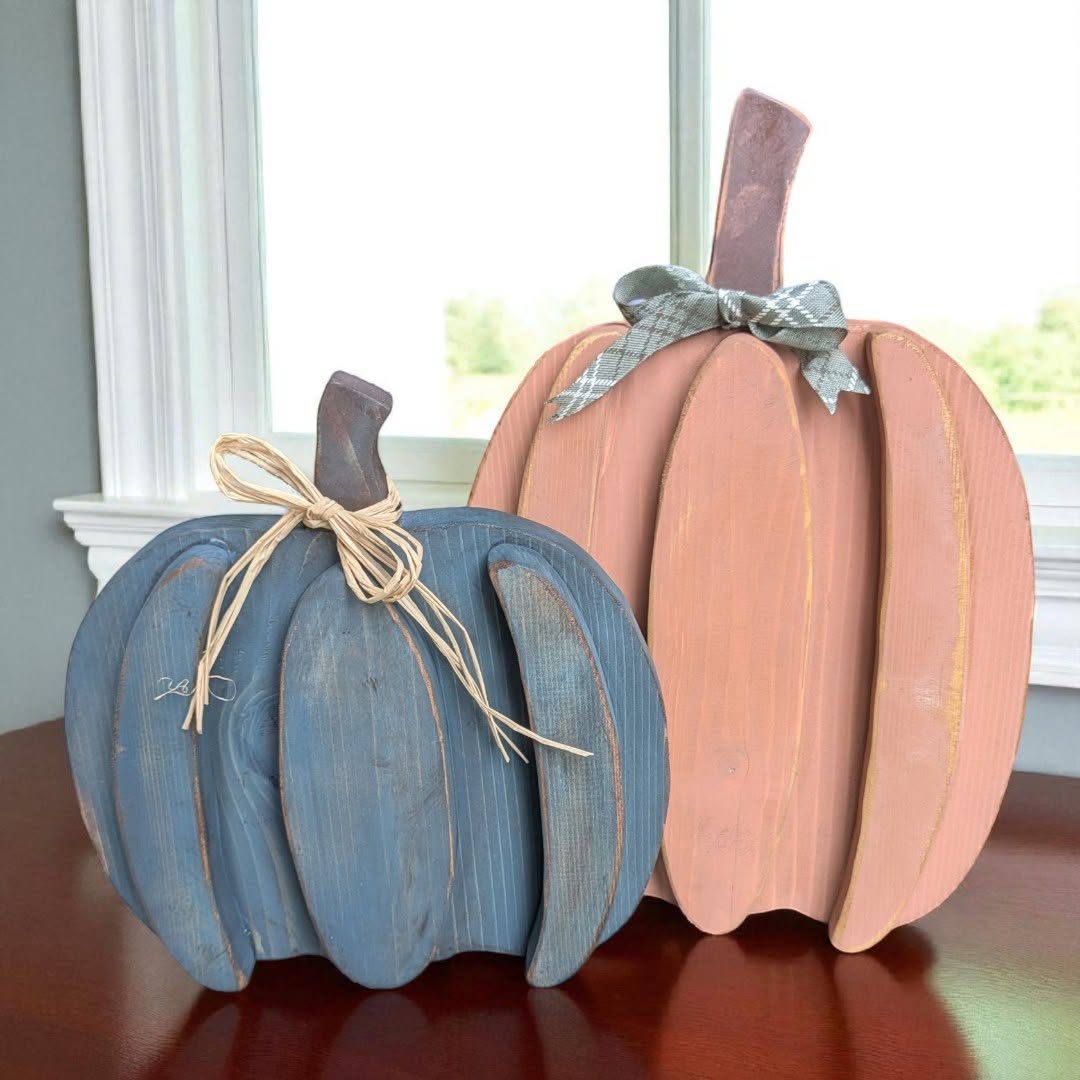 Ribbed Wood Pumpkins | Rustic Fall Farmhouse Decor