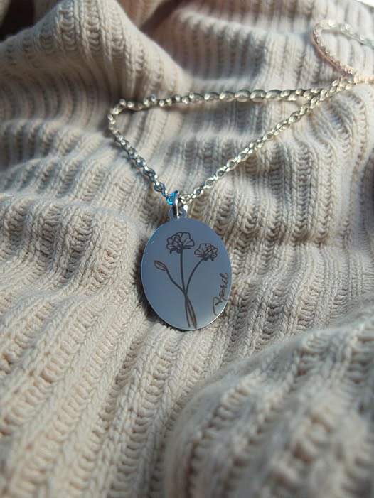 Oval Pendant Necklace | Personalized | Cedar Roots Laser Co.