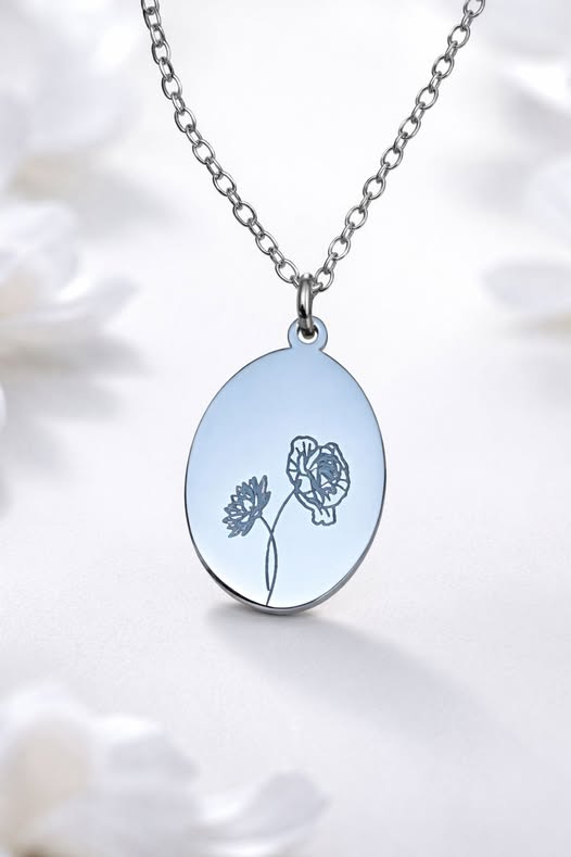 Oval Pendant Necklace | Personalized | Cedar Roots Laser Co.