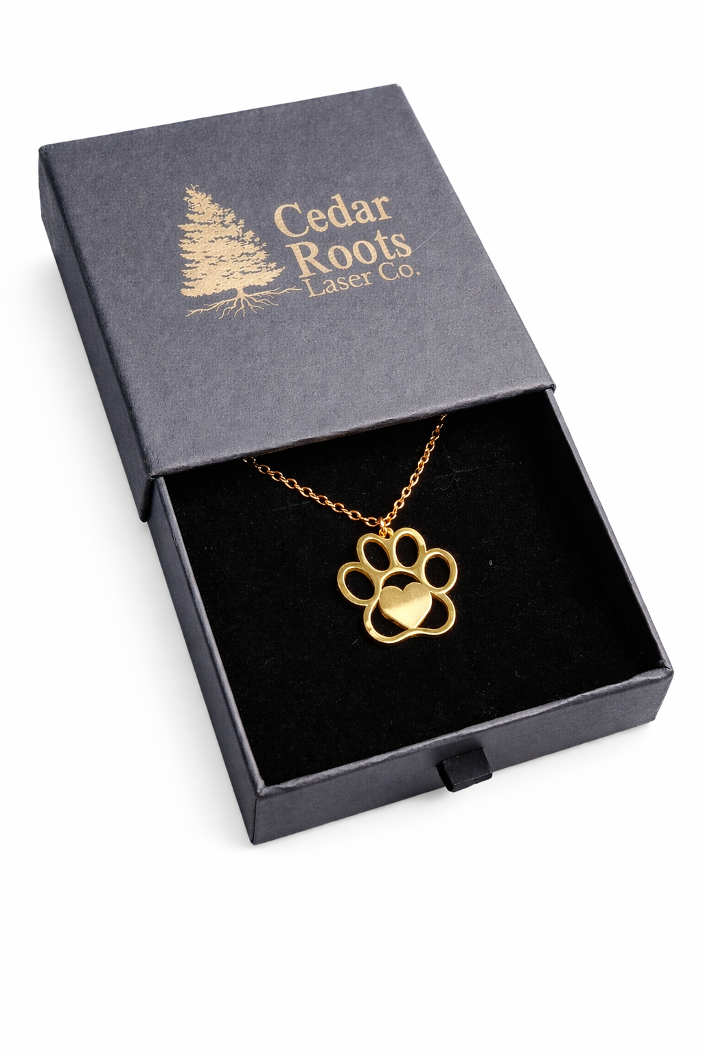 Puppy Love Necklace | Dog Paw Necklace | Personalized | Cedar Roots Laser Co.