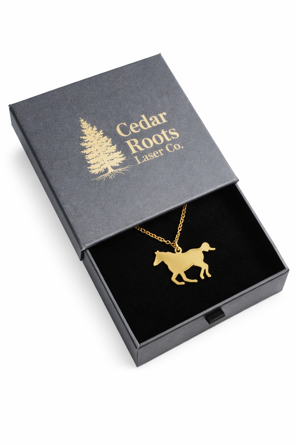 Horse Pendant Necklace | Personalized | Cedar Roots Laser Co.