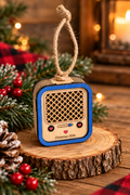 a wooden ornament on a tree stump