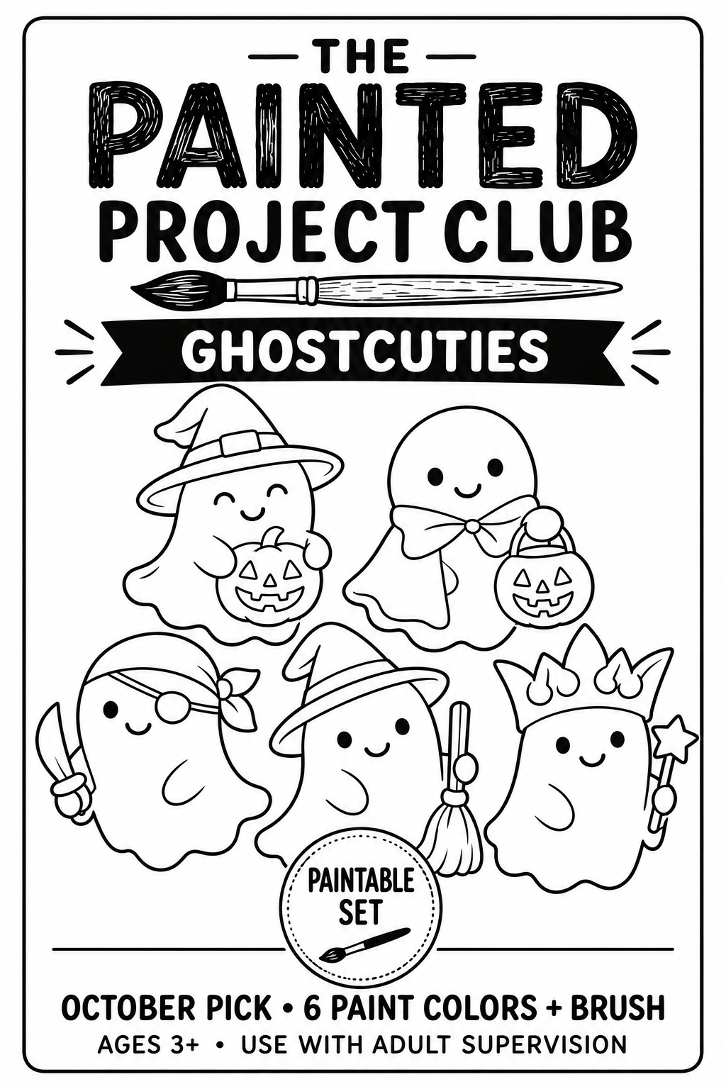 a black and white poster of a group of ghosts