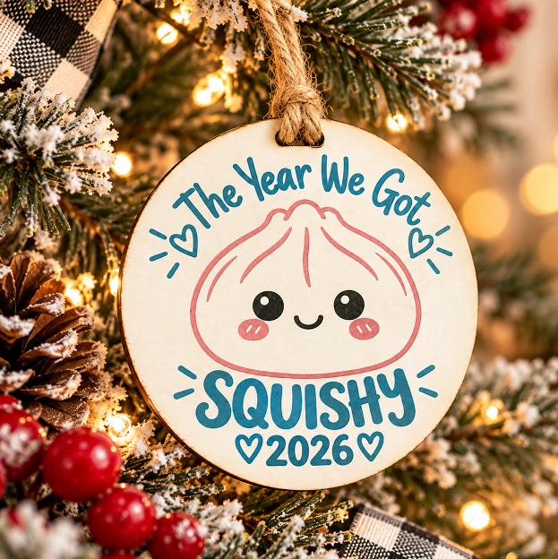 a christmas tree decoration with a tag and pine cones