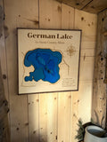 Layered German Lake depth map on a wood plank wall